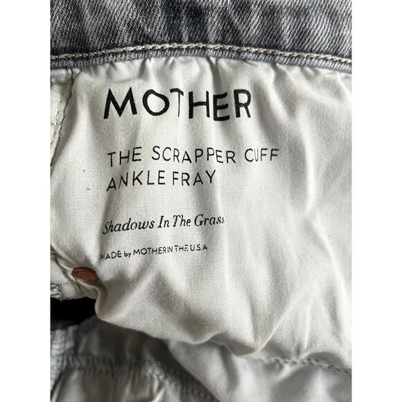 Mother Sz 28 The Scrapper Cuff Ankle Fray Jeans Gray High Rise Straight Stretch - Picture 13 of 13
